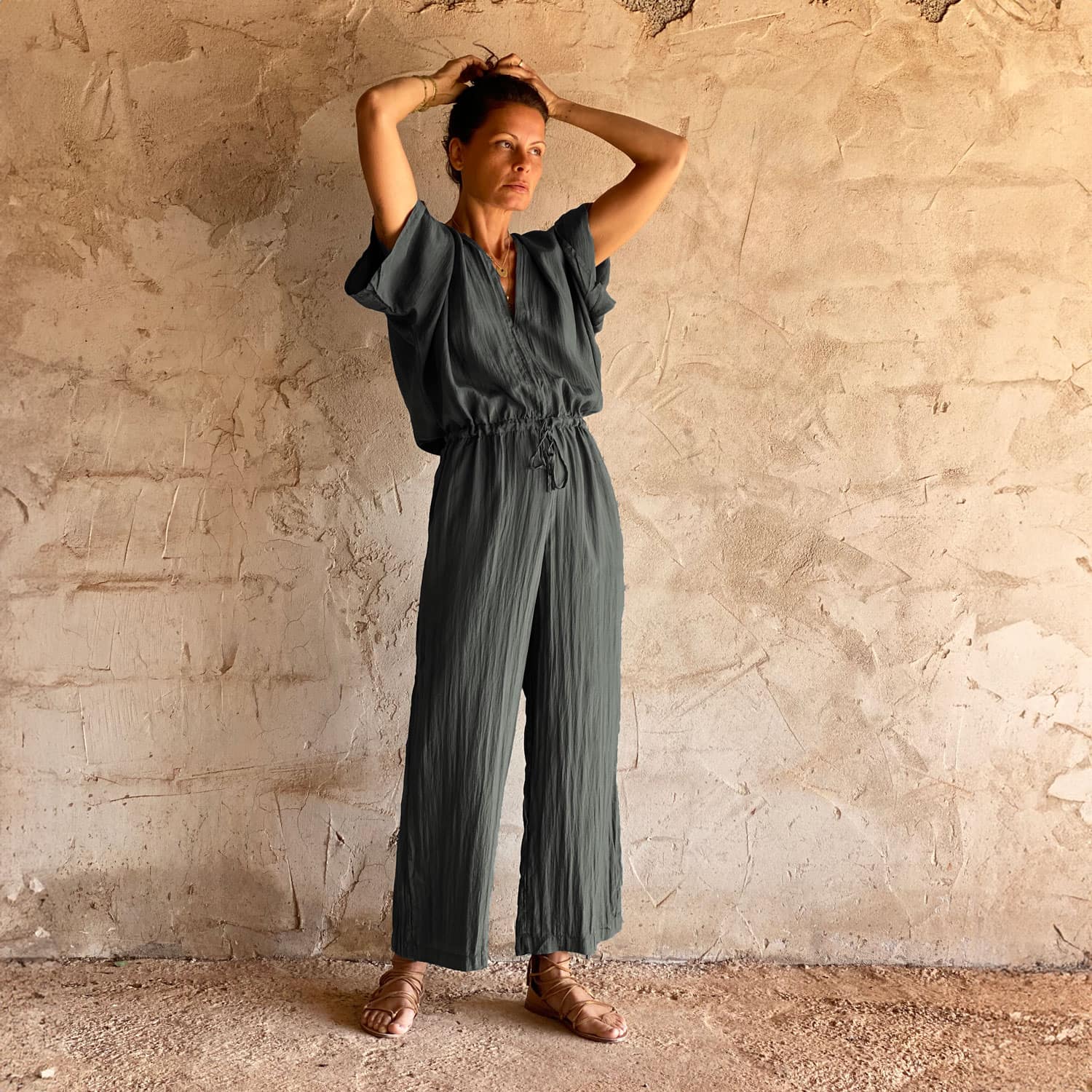 Nahuel Jumpsuit - Women - HS Habotai Silk 40 - S021 Dark Grey – L